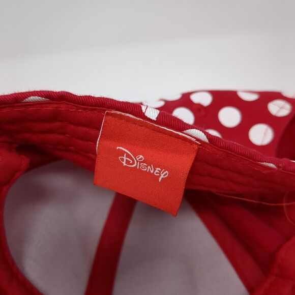 Minnie Mouse Bow Strapback Hat Red One Size Polka Dot Embroidered Disney - Picture 8 of 9